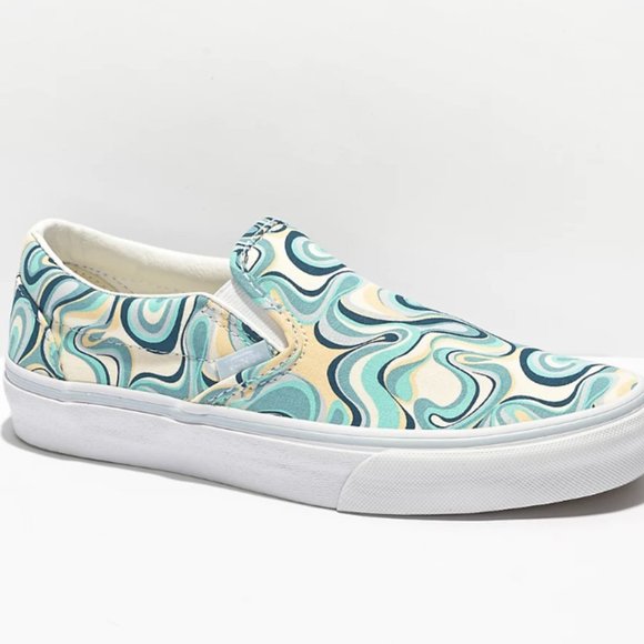 COPY - Vans Classic Slip-On Sneaker in Swirl Turquoise, Size 8.5M/10W - Picture 1 of 7